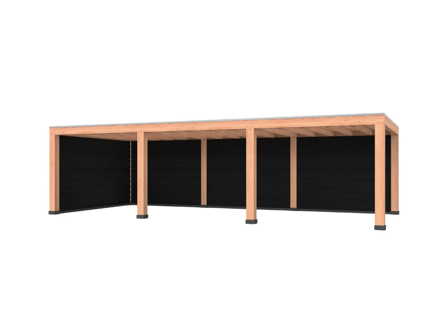 Douglas overkapping, 900 x 400, met zwarte achterwand en zijwand, Westwood Modern - Afbeelding 1